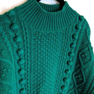 Sezane Amaury Pullover Sweater in Vert Menthe